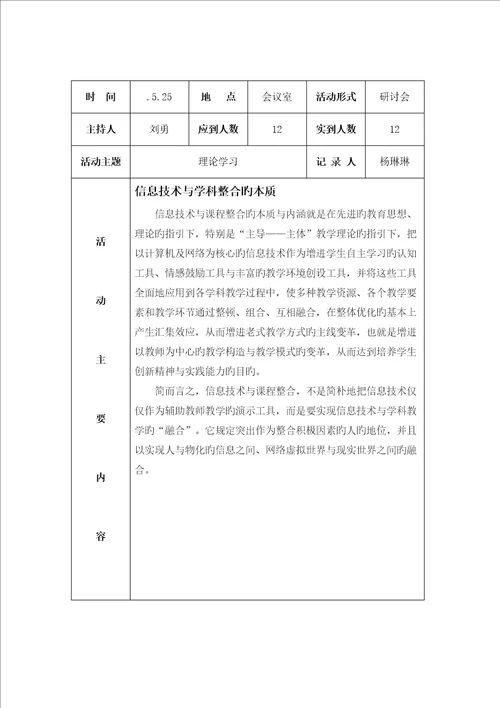 课题专题研究活动记录