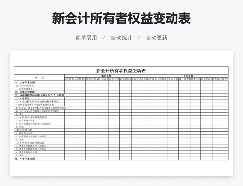 新会计所有者权益变动表