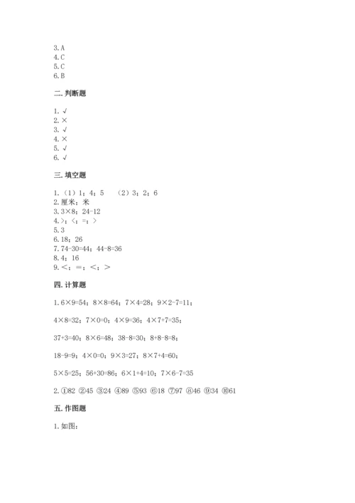 人教版数学二年级上册期末测试卷及答案（考点梳理）.docx