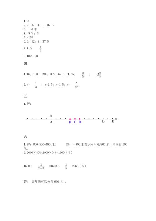 小学六年级升初中模拟试卷（历年真题）.docx