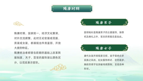 绿色国潮风中华服饰文化服装发展史文化讲座PPT