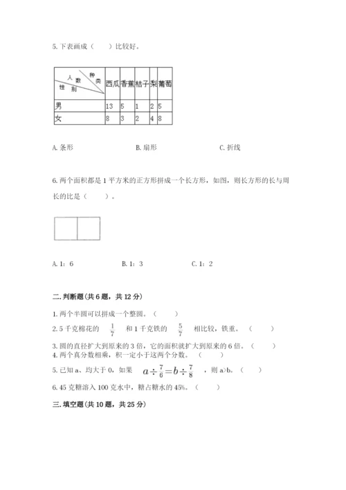 2022六年级上册数学期末测试卷及参考答案（a卷）.docx