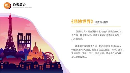雨果《悲惨世界》文学小说PPT模板