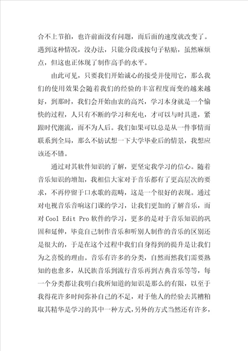 电视音乐音响课程实习报告范文