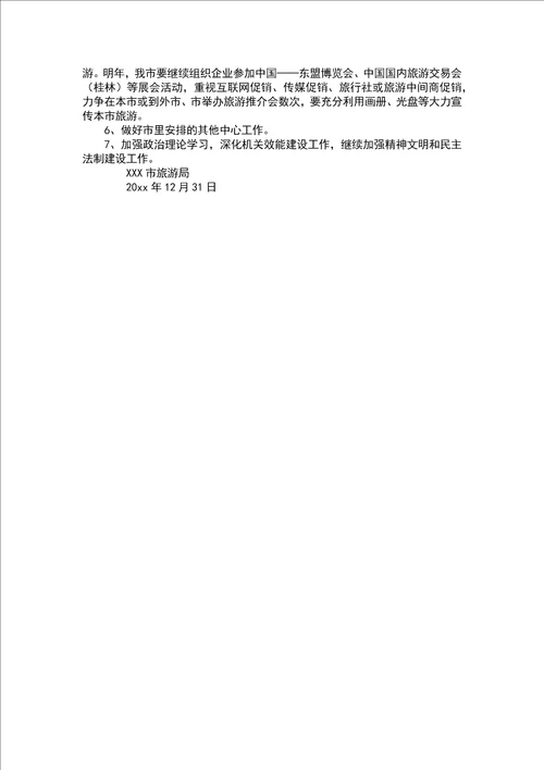 XXX市旅游局年度工作总结