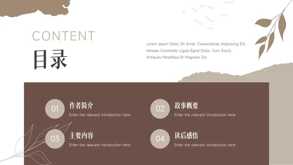 黄色清新文艺棕色读书分享会PPT模板