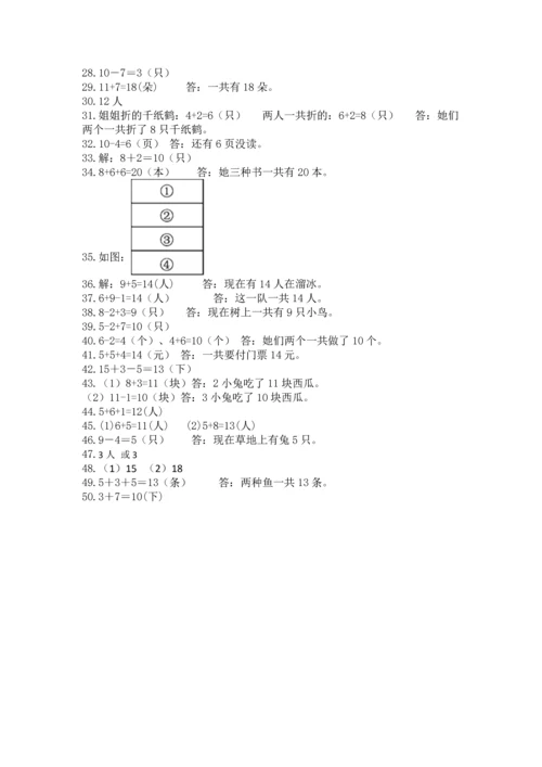 一年级上册数学解决问题50道（word）.docx