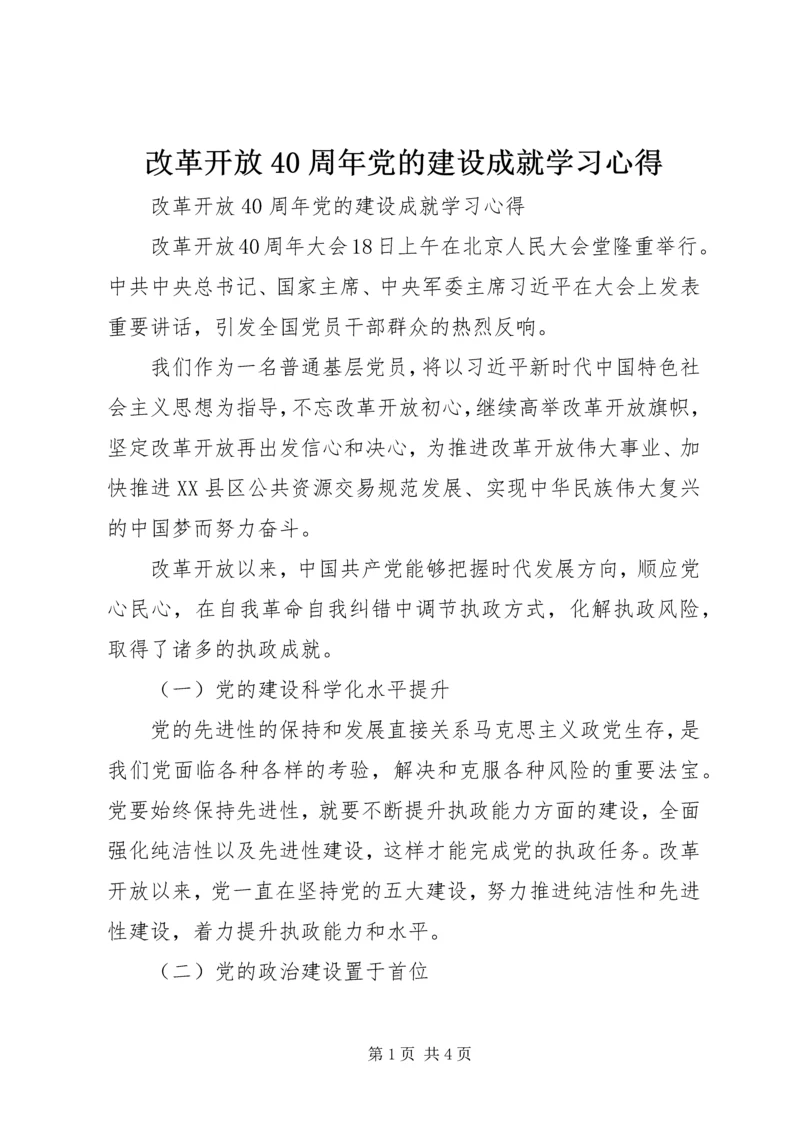 改革开放40周年党的建设成就学习心得.docx