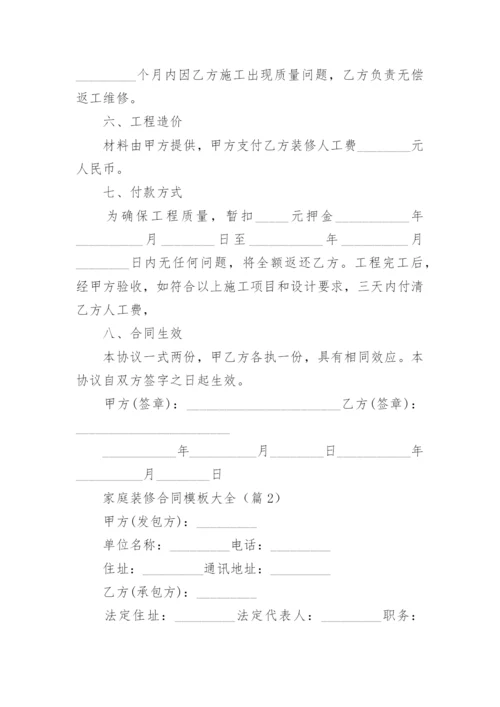 家庭装修合同模板【精选】.docx