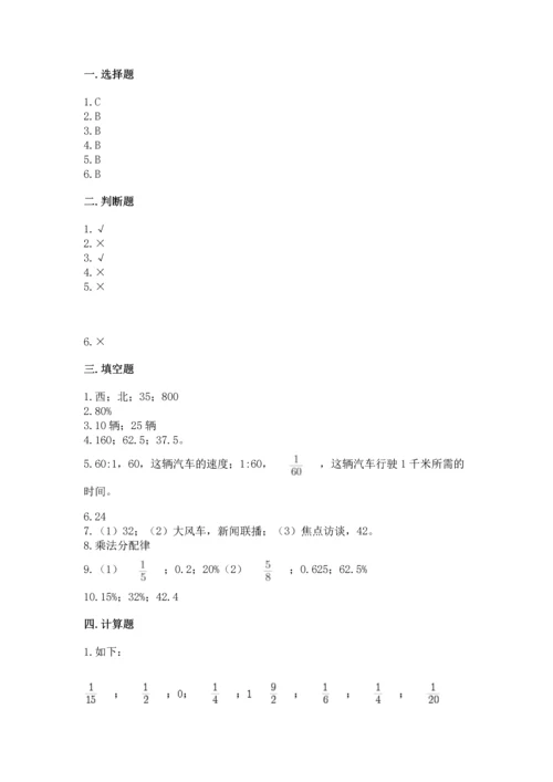 2022六年级上册数学《期末测试卷》含答案【研优卷】.docx