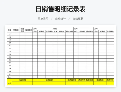 日销售明细记录表