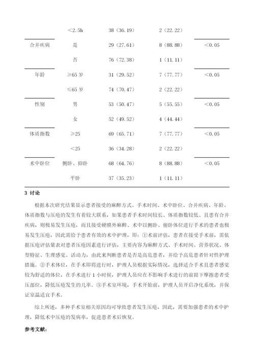 手术患者发生压疮的手术室相关原因分析及护理对策.docx