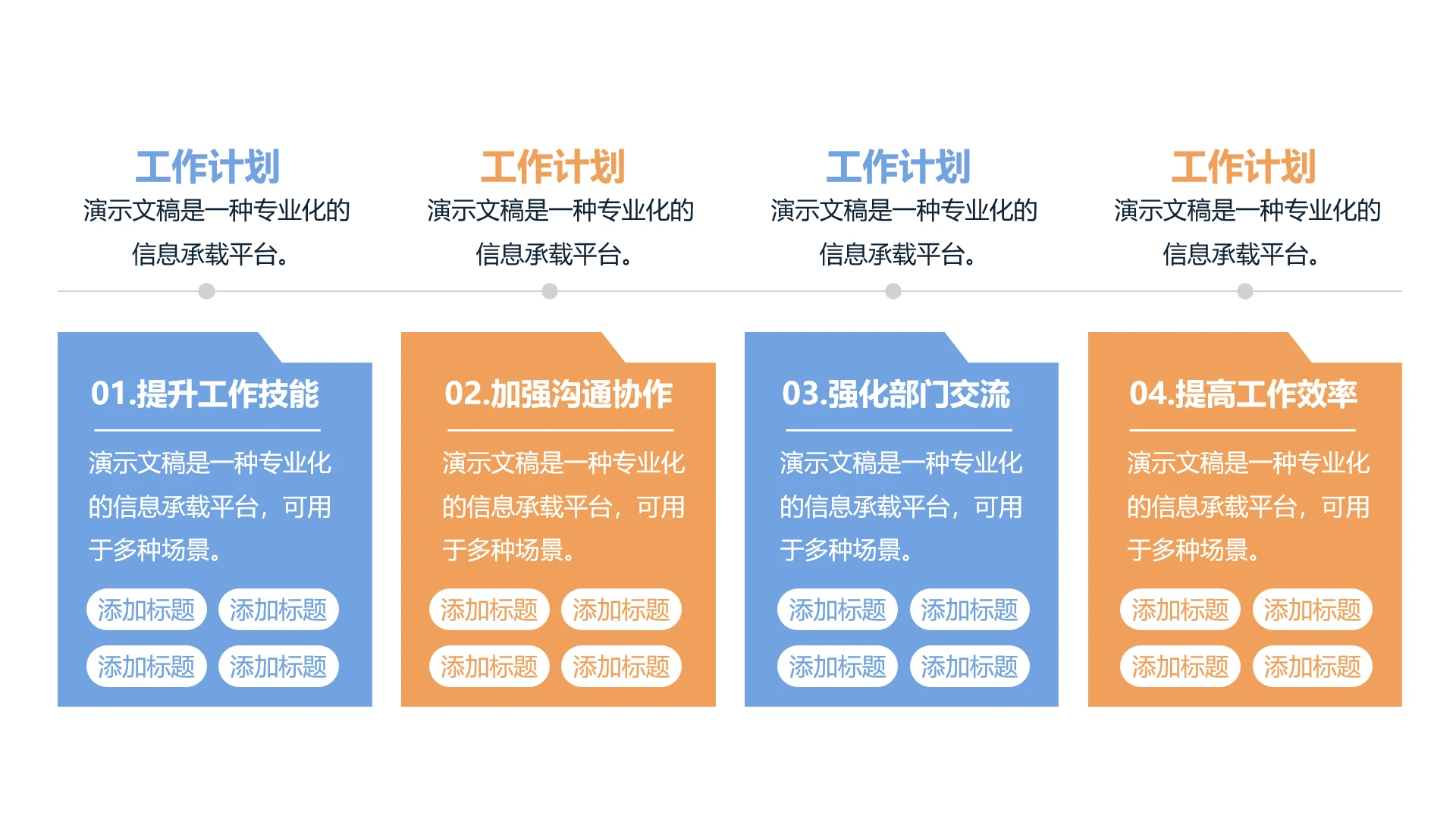 单页四项工作计划总结汇报报告PPT模板