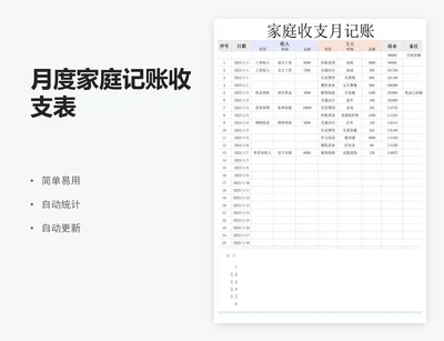 月度家庭记账收支表