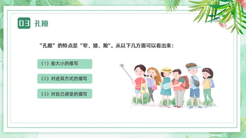蓝绿色卡通小清新边框四年级语文下册记金华的双龙洞PPT小学语文四年级下册课件