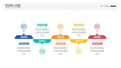 简约风流程时间轴5项PPT内容页