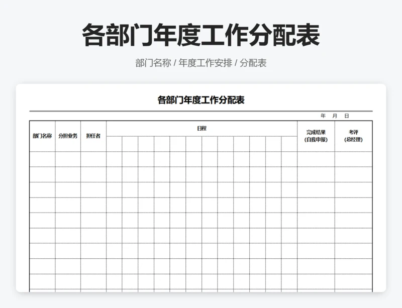 各部门年度工作分配表