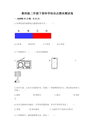 教科版二年级下册科学知识点期末测试卷精品（典优）.docx