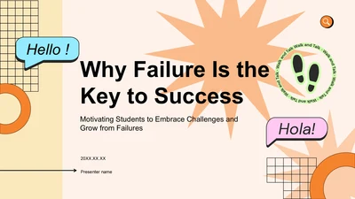 橙色插画风英语演讲 Why Failure Is the Key to SuccessPPT模板