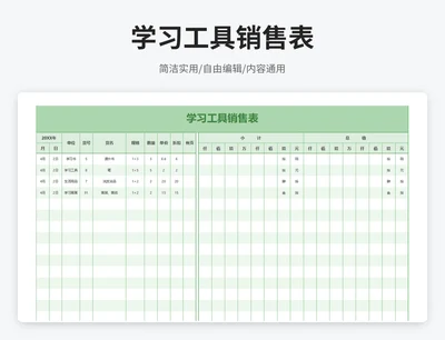 小清新风学习工具销售表