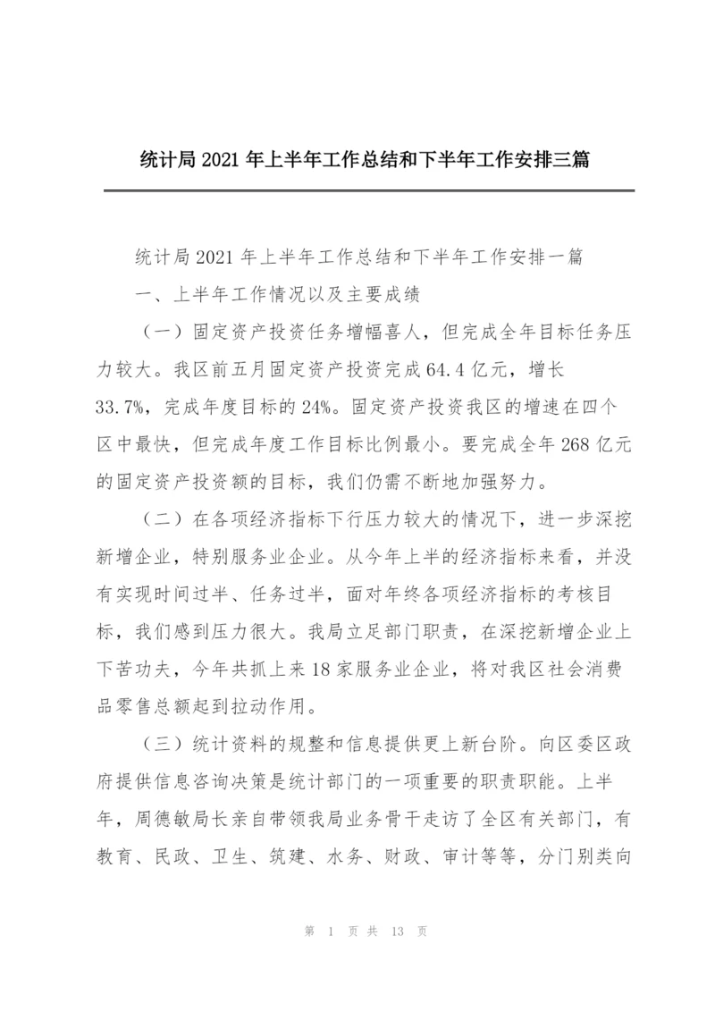 统计局2021年上半年工作总结和下半年工作安排三篇.docx