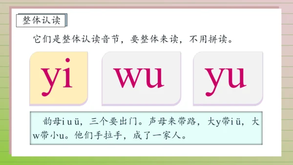 【课堂无忧】汉语拼音-9. y w 任务型教学（第1课时）（课件）