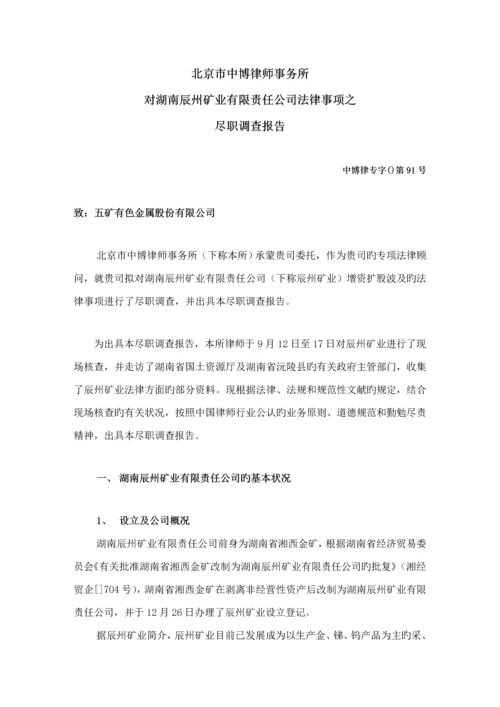 矿业专项项目法律组尽职详细调查汇总报告.docx