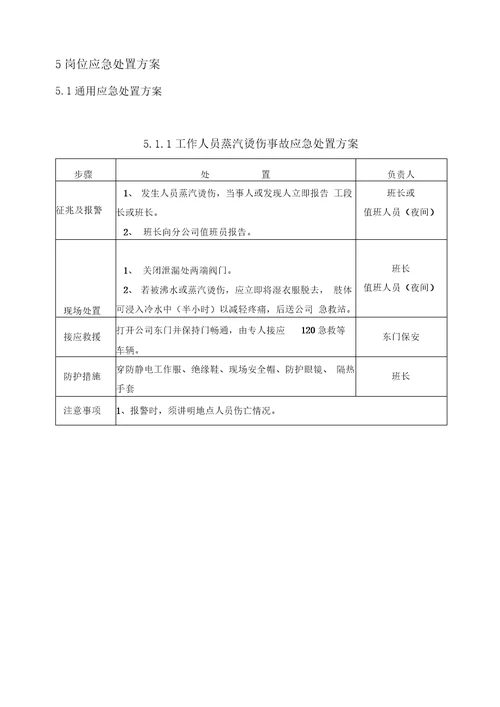 危险化学品现场应急处置方案