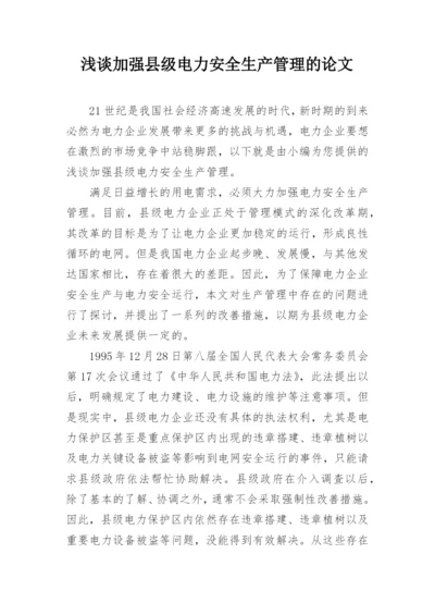 浅谈加强县级电力安全生产管理的论文.docx