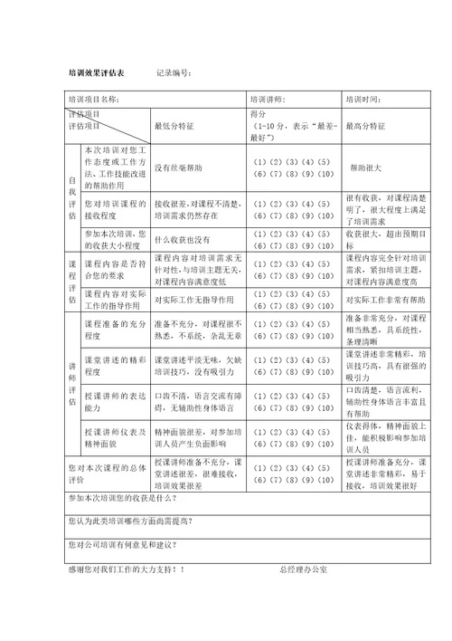 培训效果评估表共6页