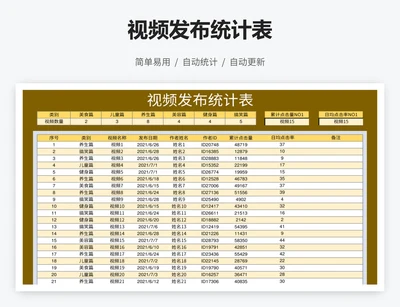 视频发布统计表