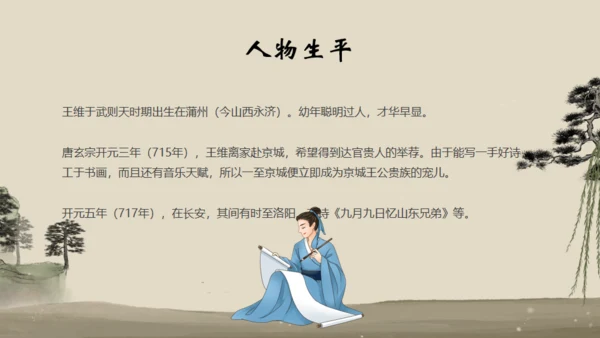诗人王维介绍通用PPT模板