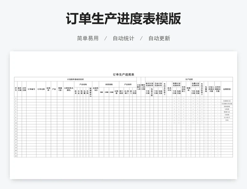 订单生产进度表模版