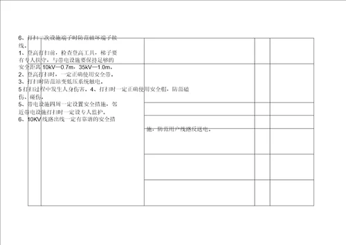 35KV变电站停电清扫作业指导卡