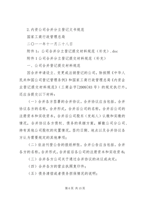 关于做好公司合并分立登记支持企业兼并重组的意见.docx