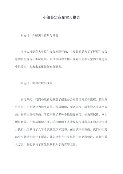 小组鉴定意见实习报告