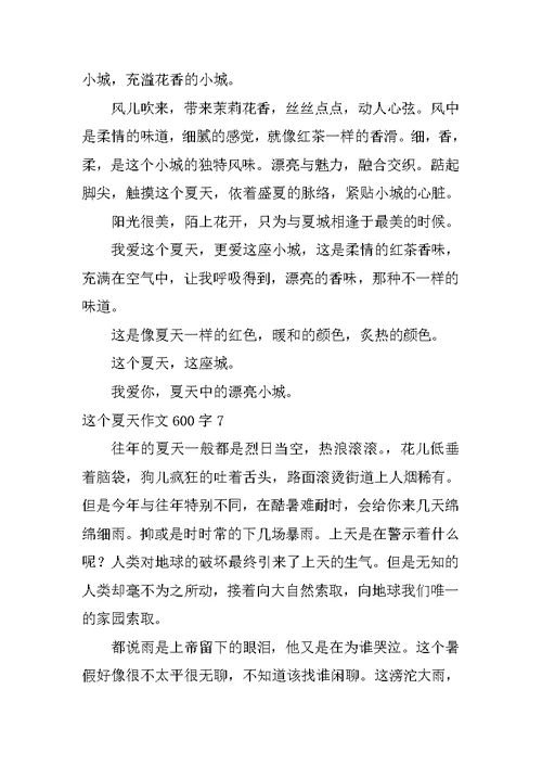 这个夏天作文600字