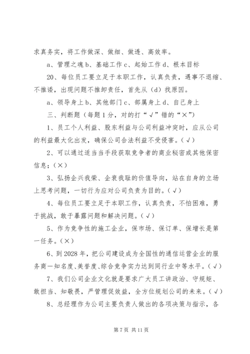 企业文化建设基本知识考核.docx