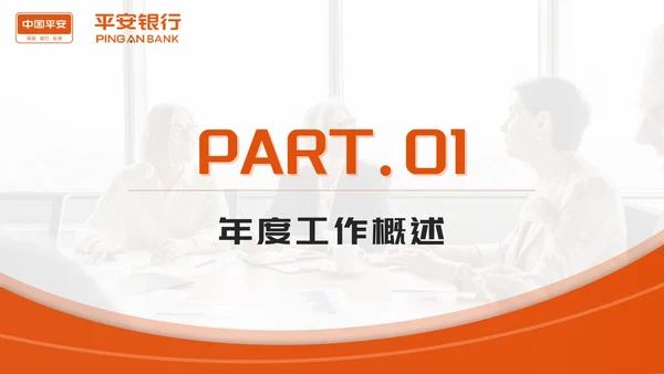橙色平安银行工作总结PPT模板