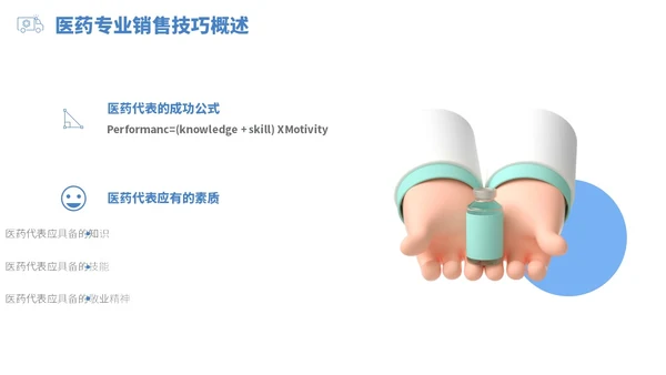 蓝白色立体风医药代表销售经营分享PPT经验分享