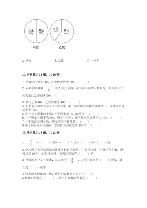 人教版小学六年级上册数学期末测试卷精品【突破训练】.docx