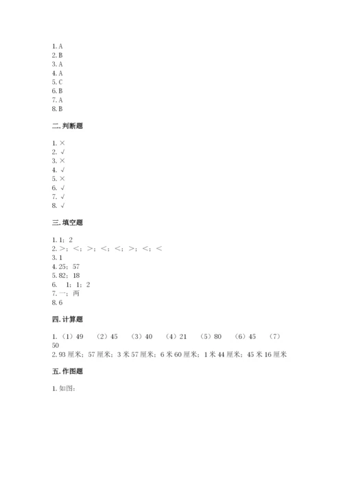 人教版二年级上册数学期中考试试卷精品附答案.docx