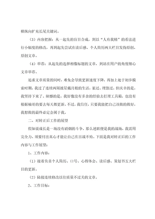 员工转正个人述职报告范文