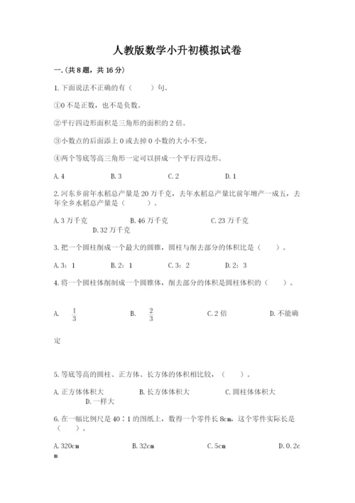 人教版数学小升初模拟试卷精选.docx