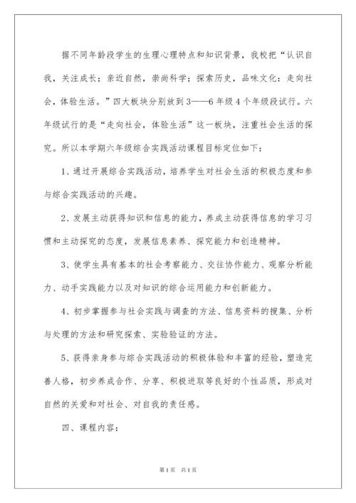 2022小学六年级综合实践活动计划.docx