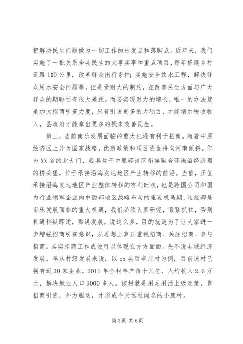 县招商引资会议讲话稿精编.docx