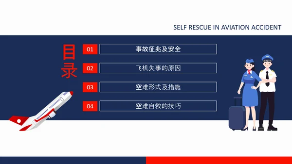 航空事故分析，空难自救的原则PPT模板