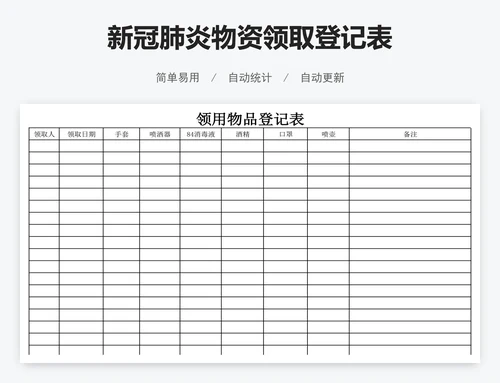 新冠肺炎物资领取登记表