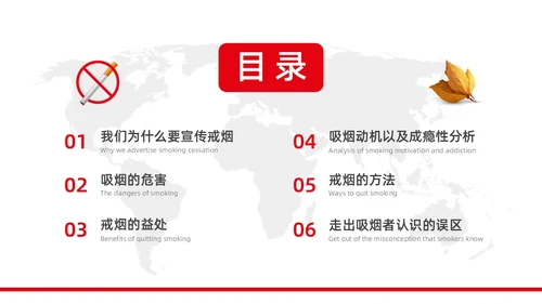 红色水彩简约商务控烟企业培训PPT课件禁烟