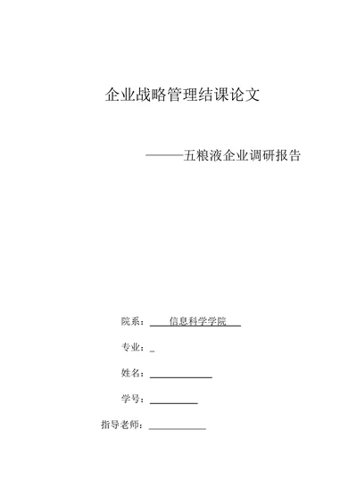 五粮液企业调研报告